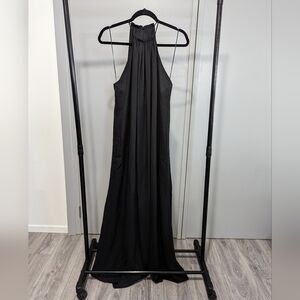 Everly Black Highneck Keyhole Draped Keyhole BackKnit Maxi Dress